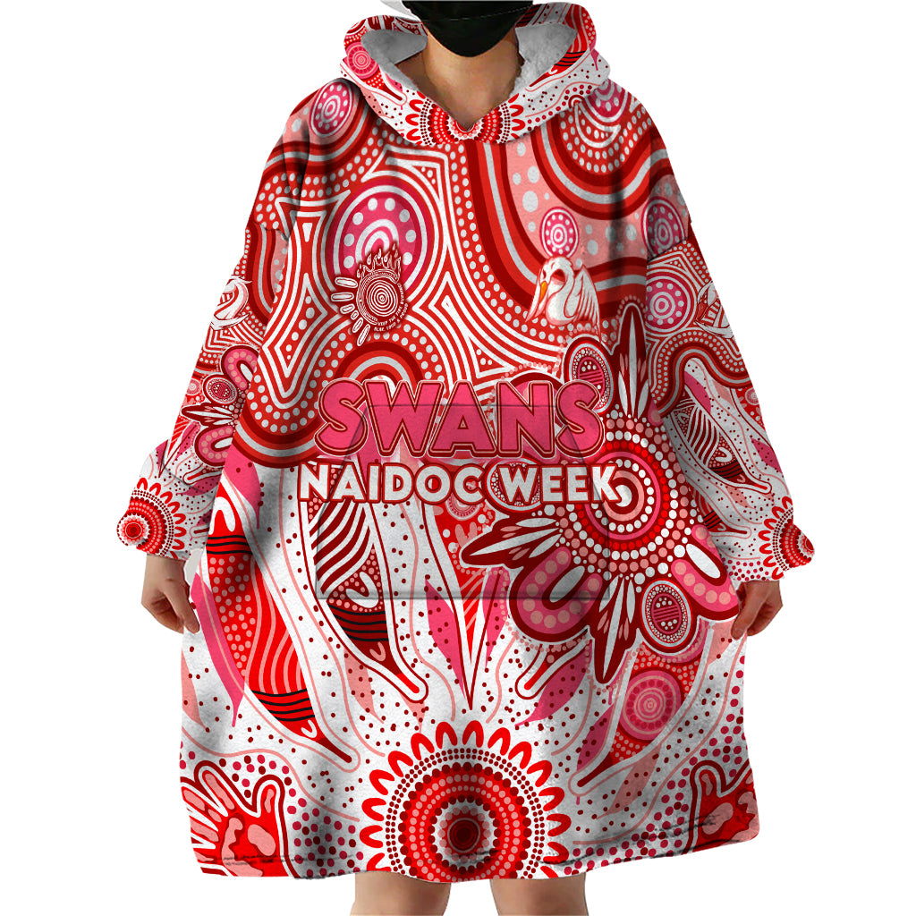 Personalised Swans NAIDOC Week 2024 Wearable Blanket Hoodie Aussie Aboriginal Art
