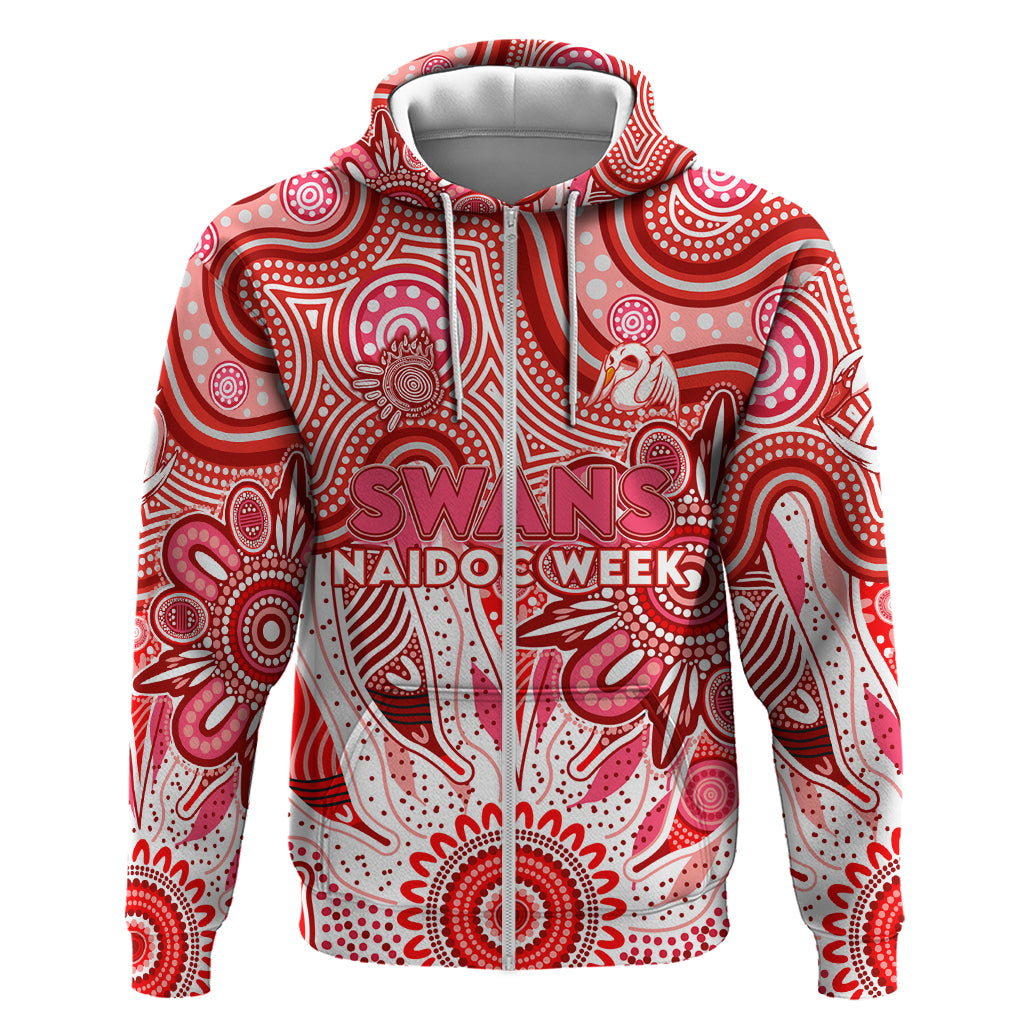 Personalised Swans NAIDOC Week 2024 Zip Hoodie Aussie Aboriginal Art