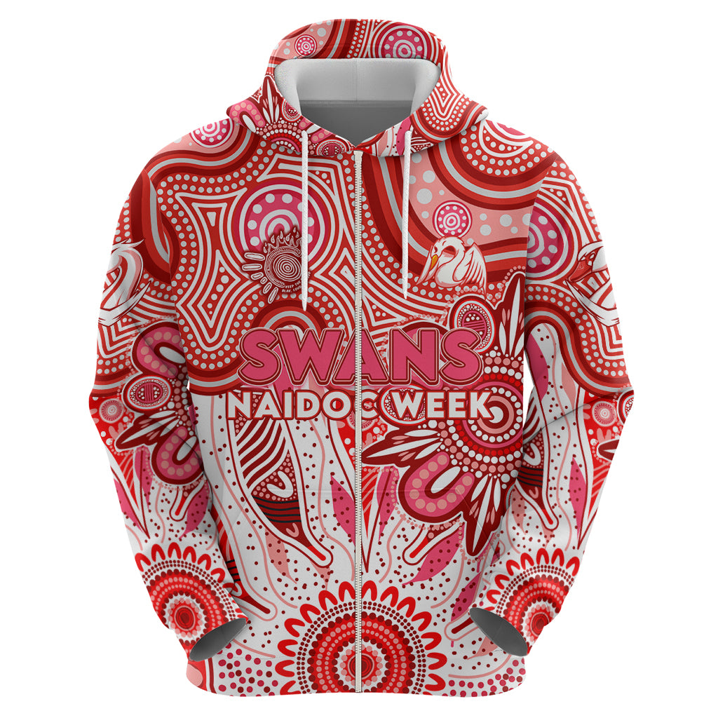 Personalised Swans NAIDOC Week 2024 Zip Hoodie Aussie Aboriginal Art