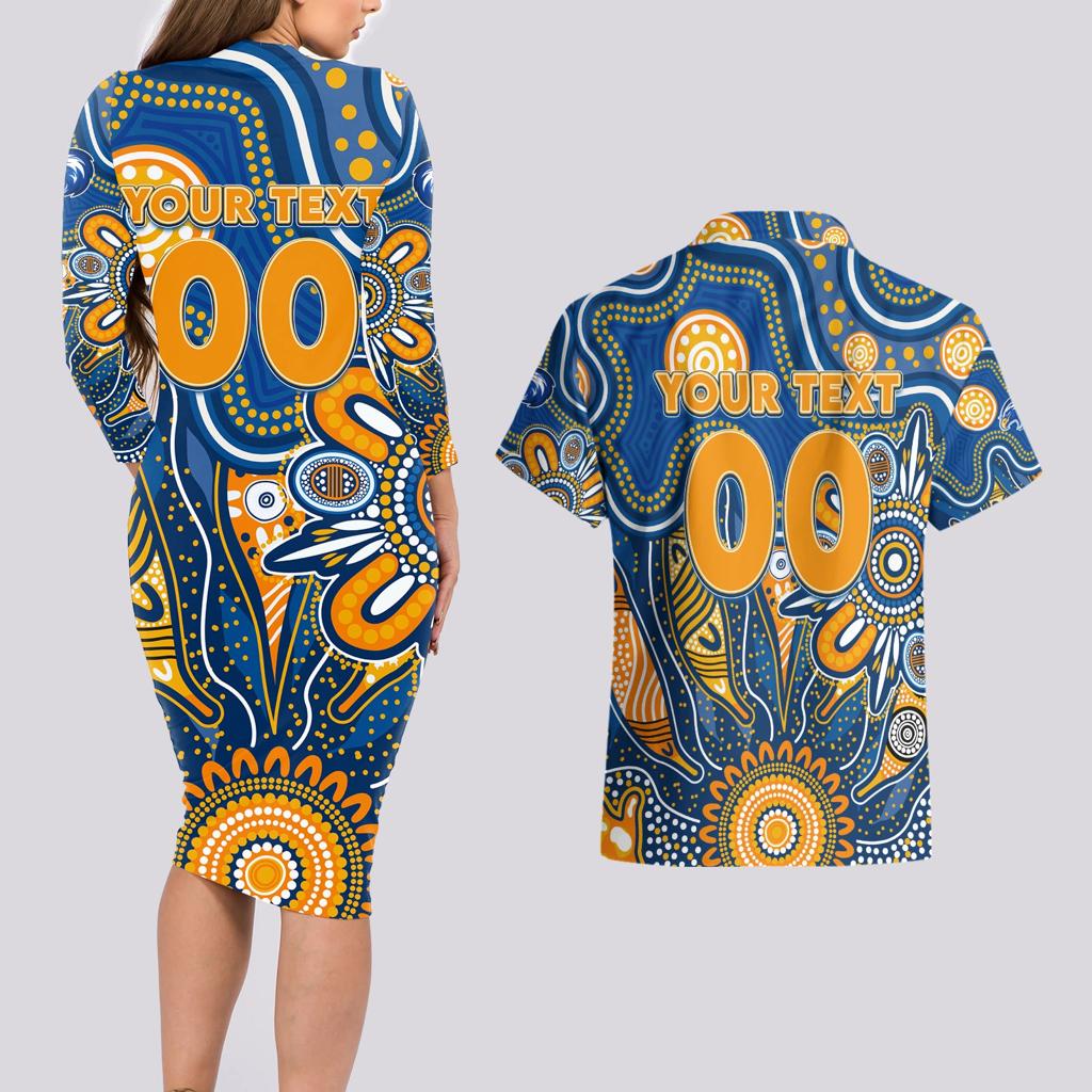 Personalised Eagles NAIDOC Week 2024 Couples Matching Long Sleeve Bodycon Dress and Hawaiian Shirt Aussie Aboriginal Art