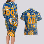 Personalised Eagles NAIDOC Week 2024 Couples Matching Long Sleeve Bodycon Dress and Hawaiian Shirt Aussie Aboriginal Art