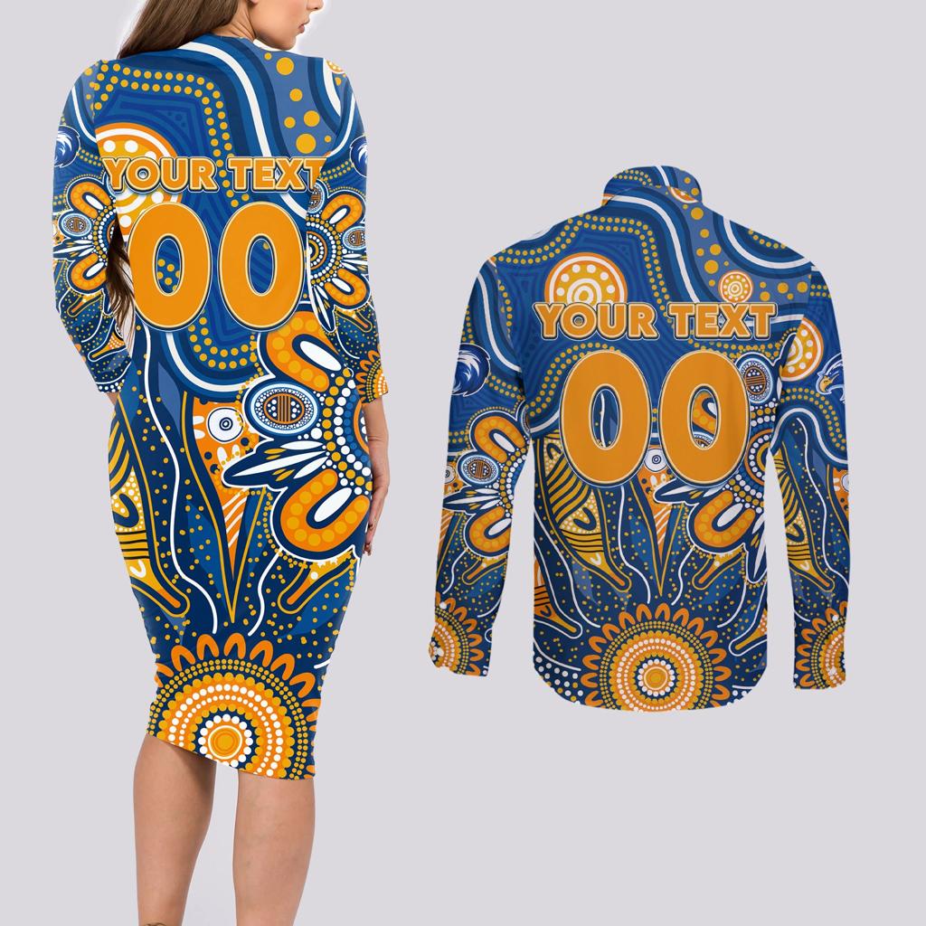 Personalised Eagles NAIDOC Week 2024 Couples Matching Long Sleeve Bodycon Dress and Long Sleeve Button Shirt Aussie Aboriginal Art