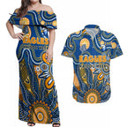 Personalised Eagles NAIDOC Week 2024 Couples Matching Off Shoulder Maxi Dress and Hawaiian Shirt Aussie Aboriginal Art