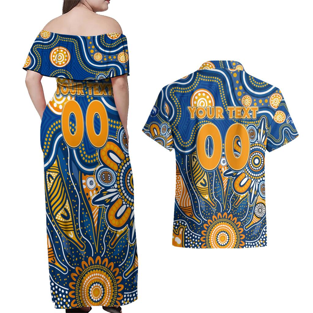 Personalised Eagles NAIDOC Week 2024 Couples Matching Off Shoulder Maxi Dress and Hawaiian Shirt Aussie Aboriginal Art