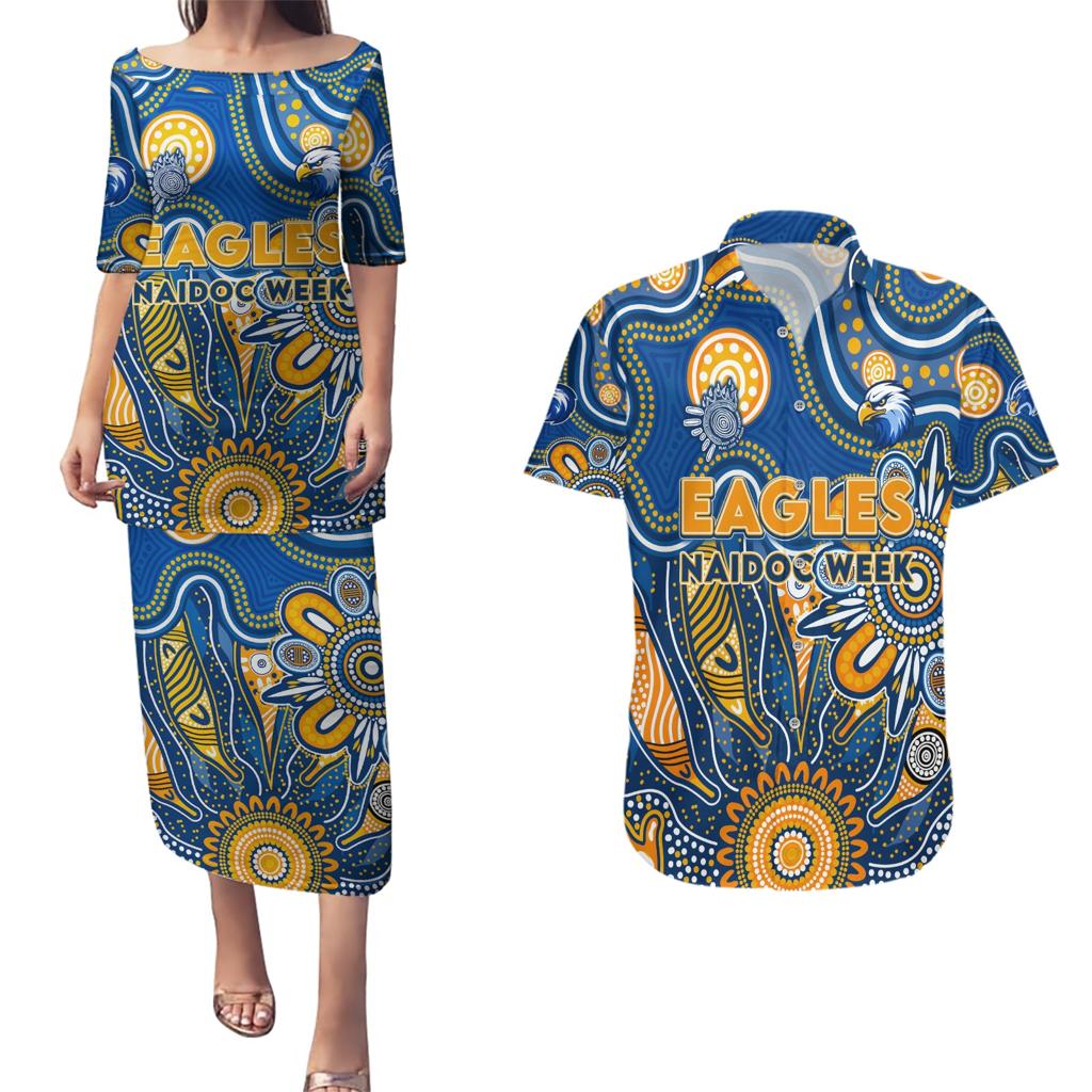 Personalised Eagles NAIDOC Week 2024 Couples Matching Puletasi and Hawaiian Shirt Aussie Aboriginal Art