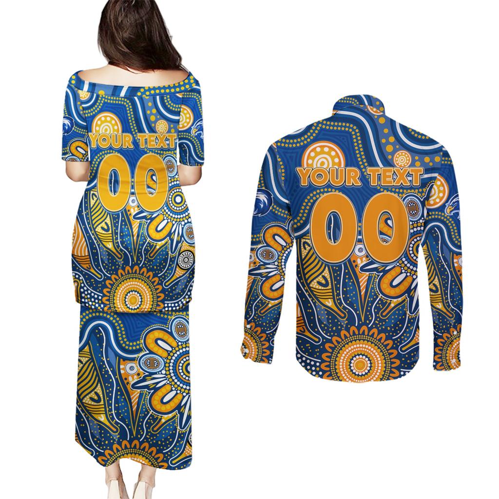 Personalised Eagles NAIDOC Week 2024 Couples Matching Puletasi and Long Sleeve Button Shirt Aussie Aboriginal Art