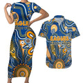 Personalised Eagles NAIDOC Week 2024 Couples Matching Short Sleeve Bodycon Dress and Hawaiian Shirt Aussie Aboriginal Art