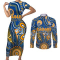 Personalised Eagles NAIDOC Week 2024 Couples Matching Short Sleeve Bodycon Dress and Long Sleeve Button Shirt Aussie Aboriginal Art