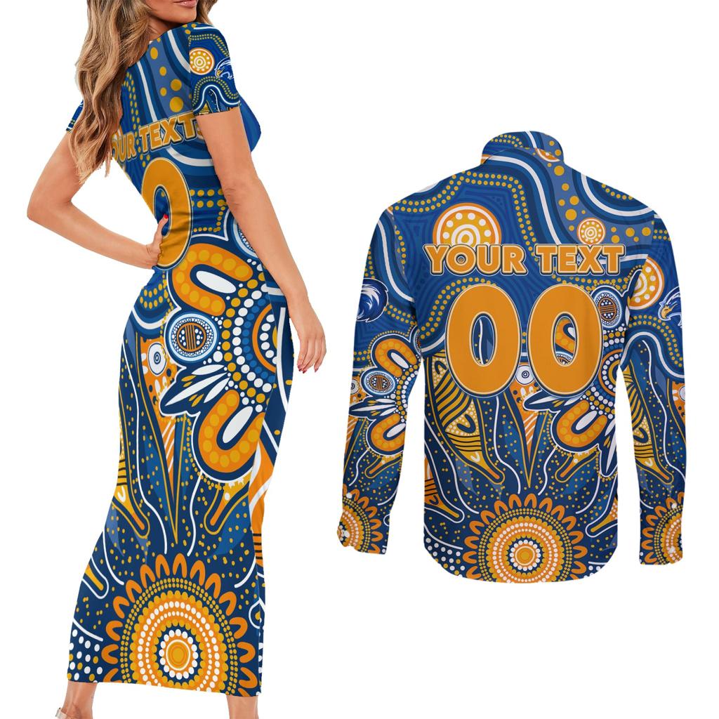 Personalised Eagles NAIDOC Week 2024 Couples Matching Short Sleeve Bodycon Dress and Long Sleeve Button Shirt Aussie Aboriginal Art