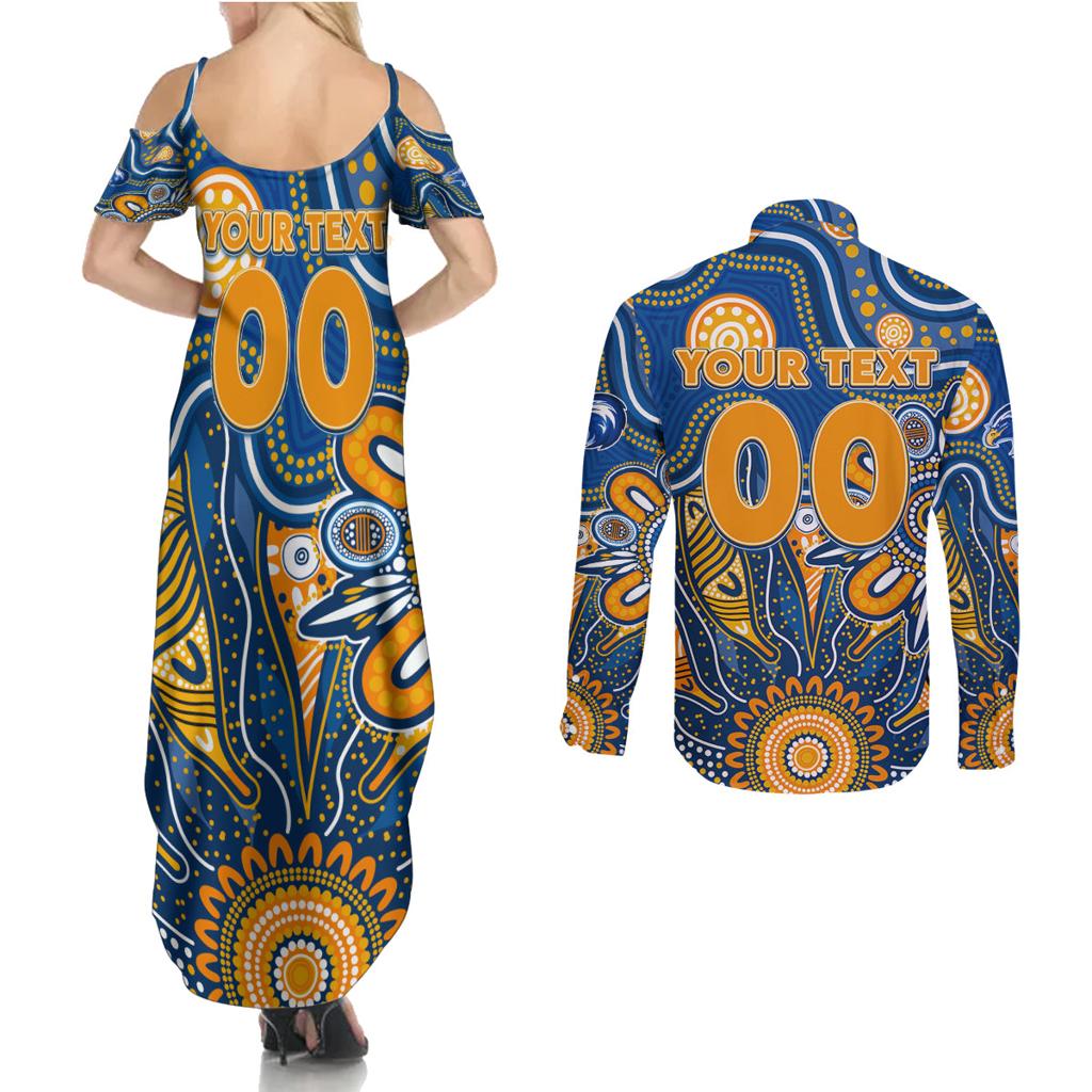 Personalised Eagles NAIDOC Week 2024 Couples Matching Summer Maxi Dress and Long Sleeve Button Shirt Aussie Aboriginal Art