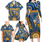 Personalised Eagles NAIDOC Week 2024 Family Matching Long Sleeve Bodycon Dress and Hawaiian Shirt Aussie Aboriginal Art