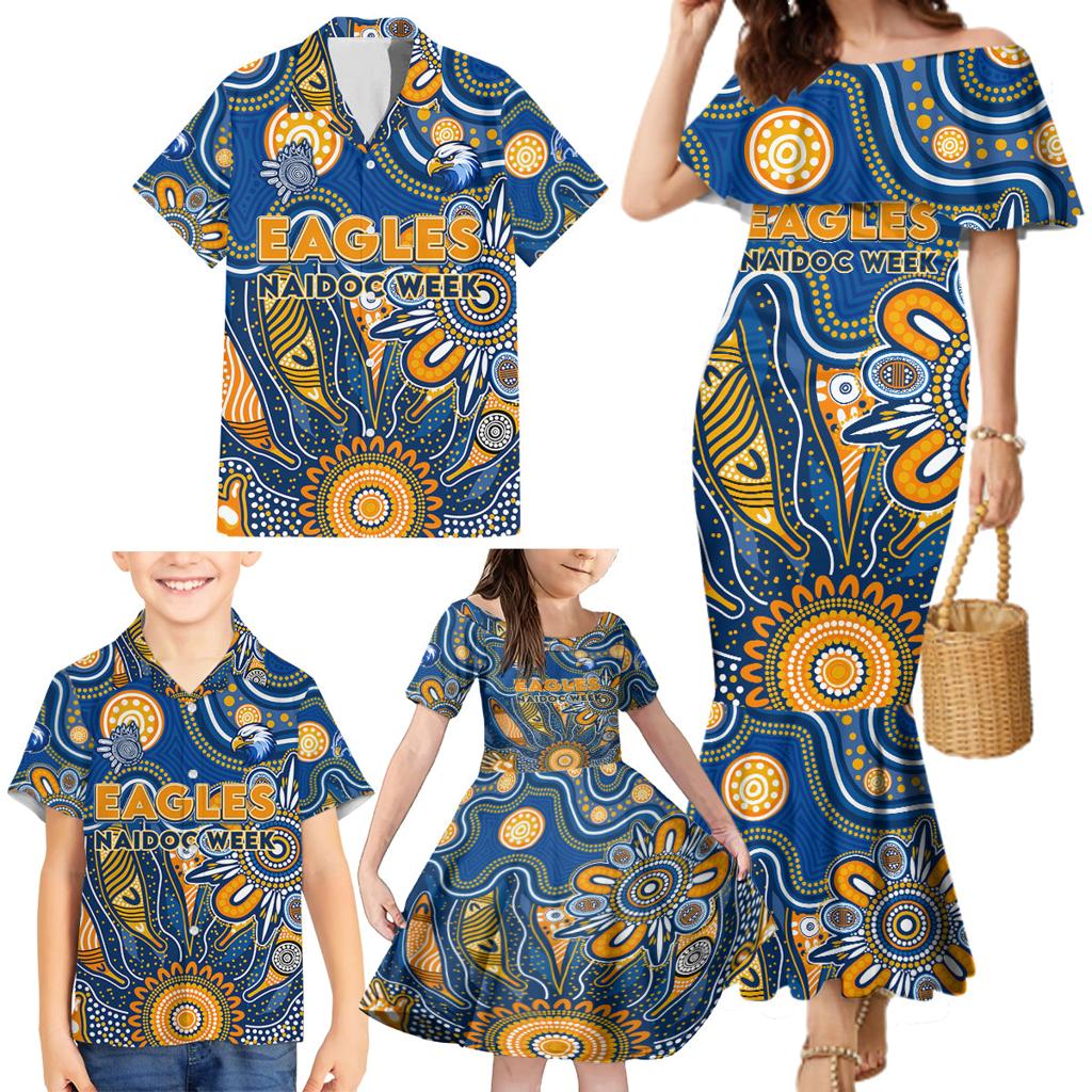 Personalised Eagles NAIDOC Week 2024 Family Matching Mermaid Dress and Hawaiian Shirt Aussie Aboriginal Art