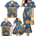 Personalised Eagles NAIDOC Week 2024 Family Matching Mermaid Dress and Hawaiian Shirt Aussie Aboriginal Art