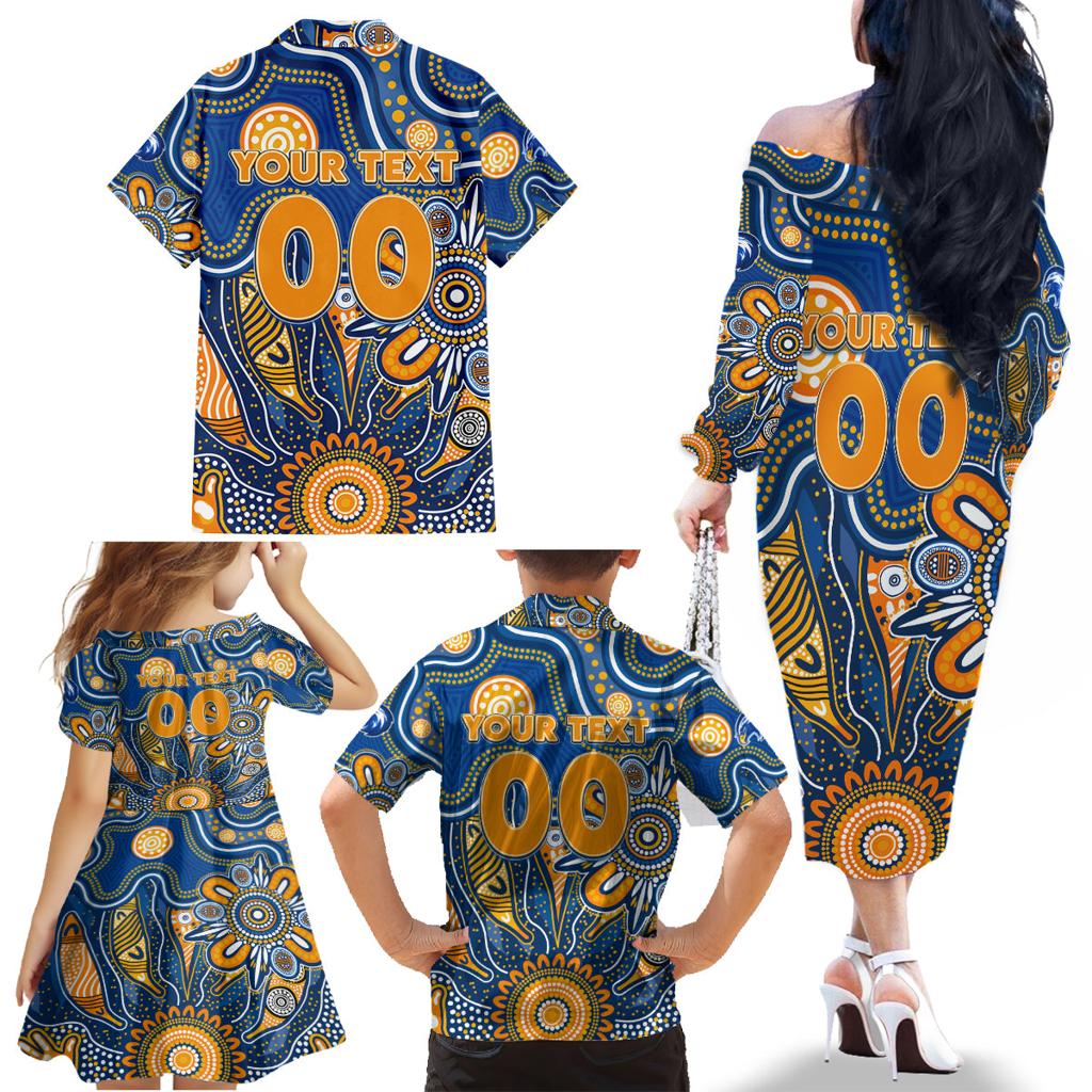 Personalised Eagles NAIDOC Week 2024 Family Matching Off The Shoulder Long Sleeve Dress and Hawaiian Shirt Aussie Aboriginal Art