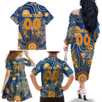 Personalised Eagles NAIDOC Week 2024 Family Matching Off The Shoulder Long Sleeve Dress and Hawaiian Shirt Aussie Aboriginal Art