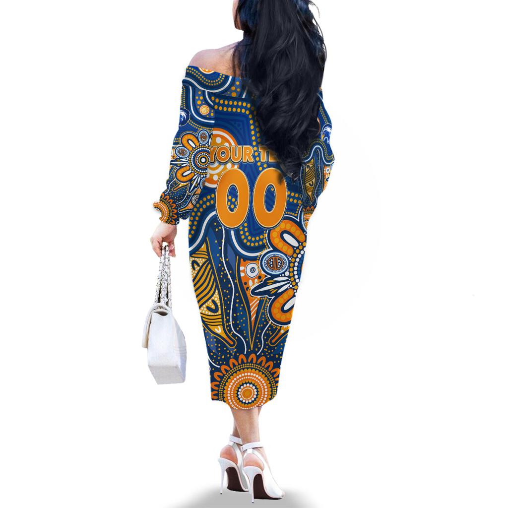 Personalised Eagles NAIDOC Week 2024 Family Matching Off The Shoulder Long Sleeve Dress and Hawaiian Shirt Aussie Aboriginal Art