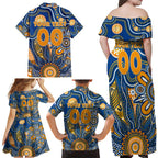 Personalised Eagles NAIDOC Week 2024 Family Matching Off Shoulder Maxi Dress and Hawaiian Shirt Aussie Aboriginal Art
