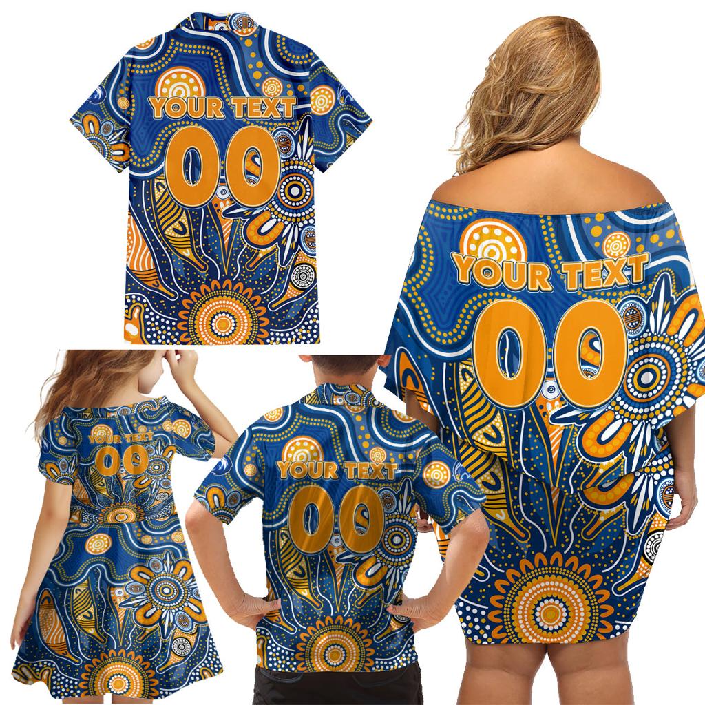 Personalised Eagles NAIDOC Week 2024 Family Matching Off Shoulder Short Dress and Hawaiian Shirt Aussie Aboriginal Art