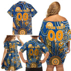 Personalised Eagles NAIDOC Week 2024 Family Matching Off Shoulder Short Dress and Hawaiian Shirt Aussie Aboriginal Art