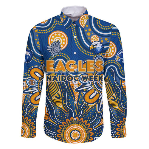 Personalised Eagles NAIDOC Week 2024 Family Matching Off Shoulder Short Dress and Hawaiian Shirt Aussie Aboriginal Art