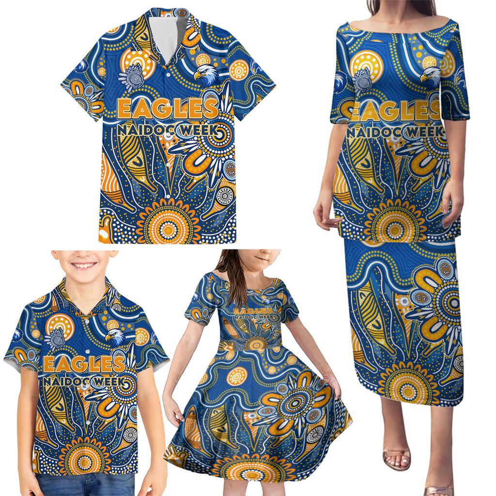 Personalised Eagles NAIDOC Week 2024 Family Matching Puletasi and Hawaiian Shirt Aussie Aboriginal Art