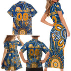 Personalised Eagles NAIDOC Week 2024 Family Matching Short Sleeve Bodycon Dress and Hawaiian Shirt Aussie Aboriginal Art