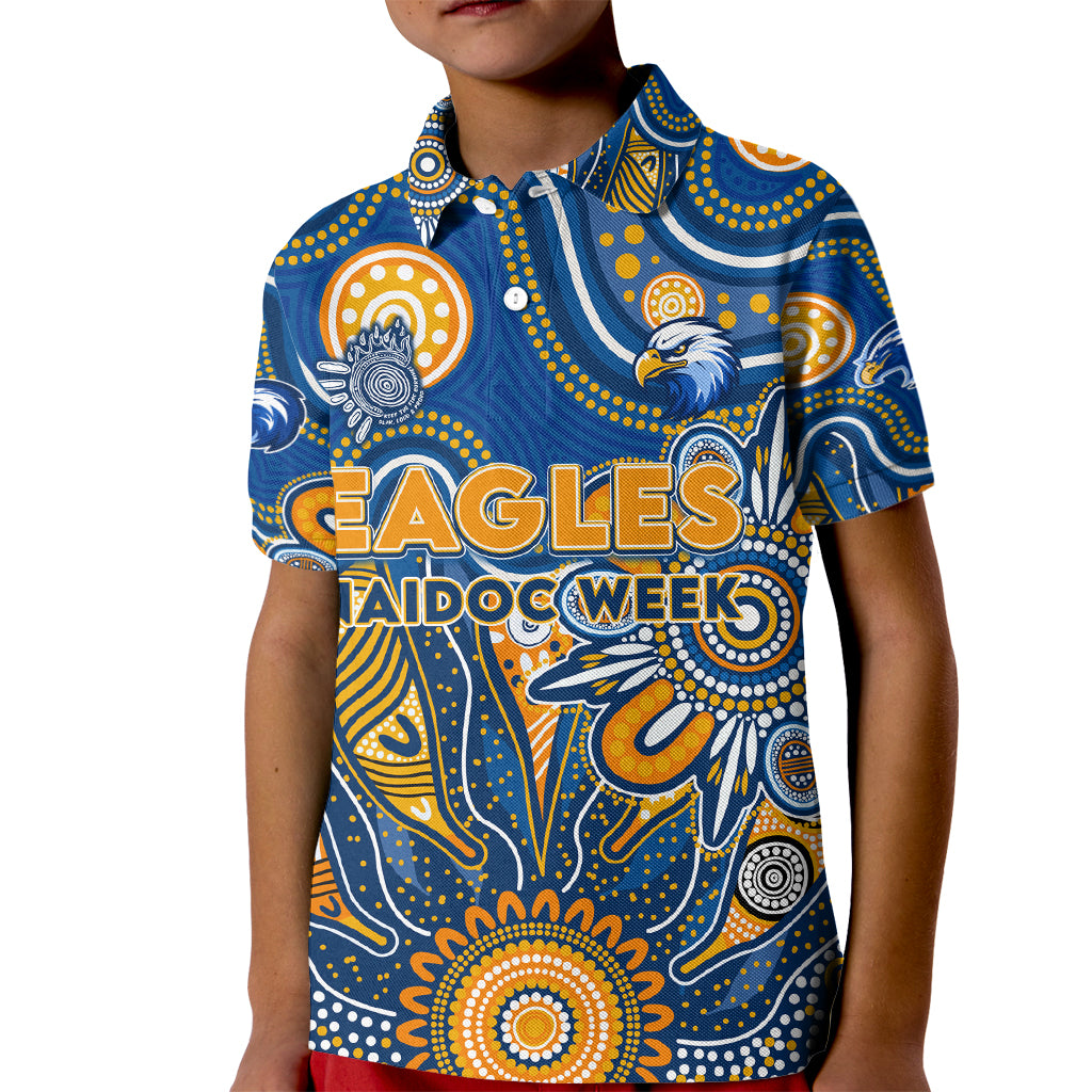 Personalised Eagles NAIDOC Week 2024 Kid Polo Shirt Aussie Aboriginal Art
