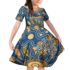 Personalised Eagles NAIDOC Week 2024 Kid Short Sleeve Dress Aussie Aboriginal Art