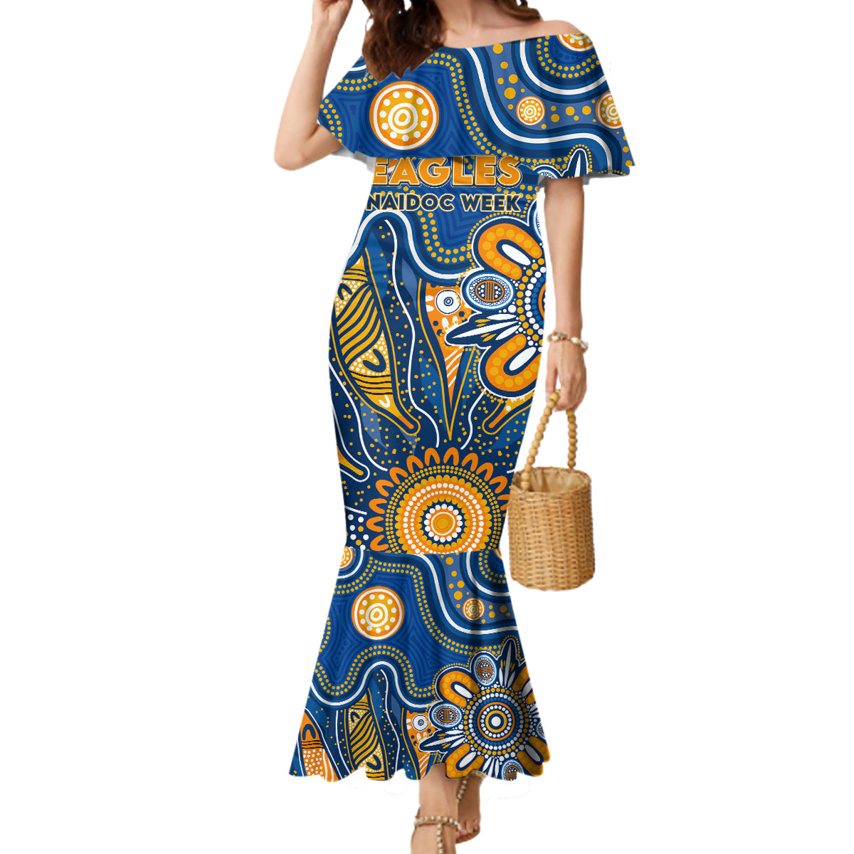 Personalised Eagles NAIDOC Week 2024 Mermaid Dress Aussie Aboriginal Art