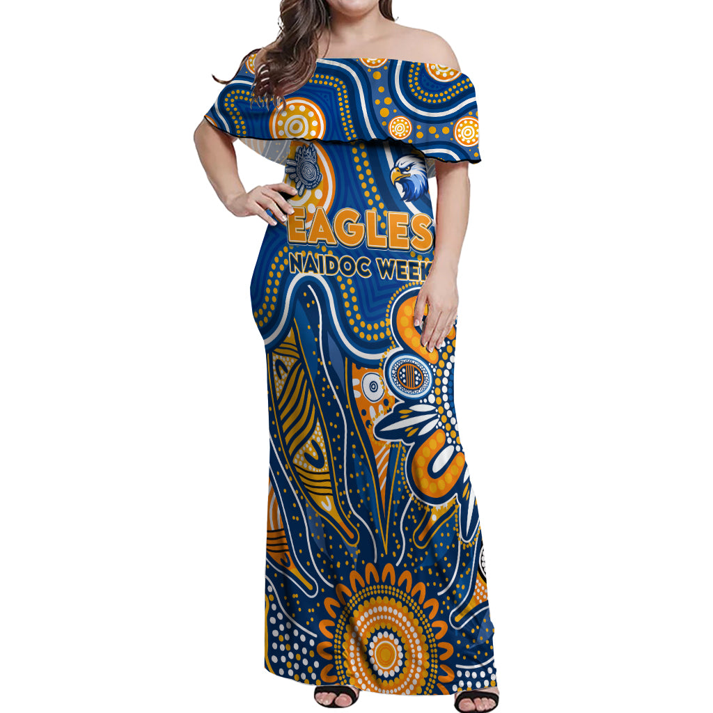 Personalised Eagles NAIDOC Week 2024 Off Shoulder Maxi Dress Aussie Aboriginal Art