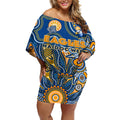 Personalised Eagles NAIDOC Week 2024 Off Shoulder Short Dress Aussie Aboriginal Art