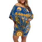 Personalised Eagles NAIDOC Week 2024 Off Shoulder Short Dress Aussie Aboriginal Art
