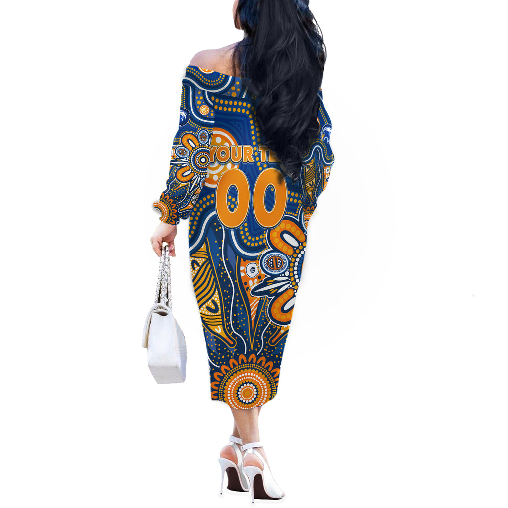 Personalised Eagles NAIDOC Week 2024 Off The Shoulder Long Sleeve Dress Aussie Aboriginal Art