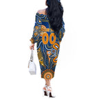 Personalised Eagles NAIDOC Week 2024 Off The Shoulder Long Sleeve Dress Aussie Aboriginal Art