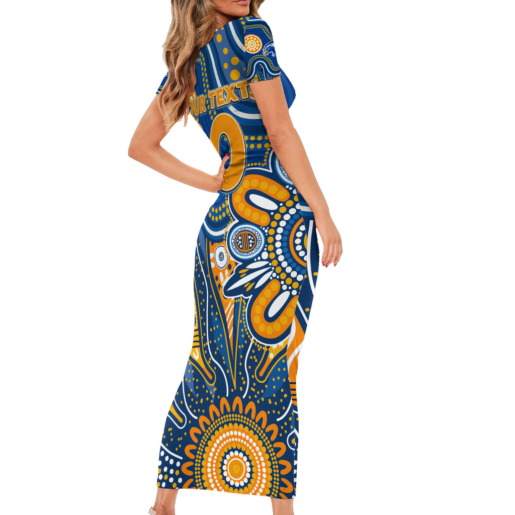 Personalised Eagles NAIDOC Week 2024 Short Sleeve Bodycon Dress Aussie Aboriginal Art