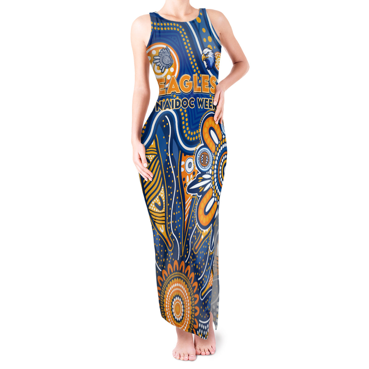 Personalised Eagles NAIDOC Week 2024 Tank Maxi Dress Aussie Aboriginal Art