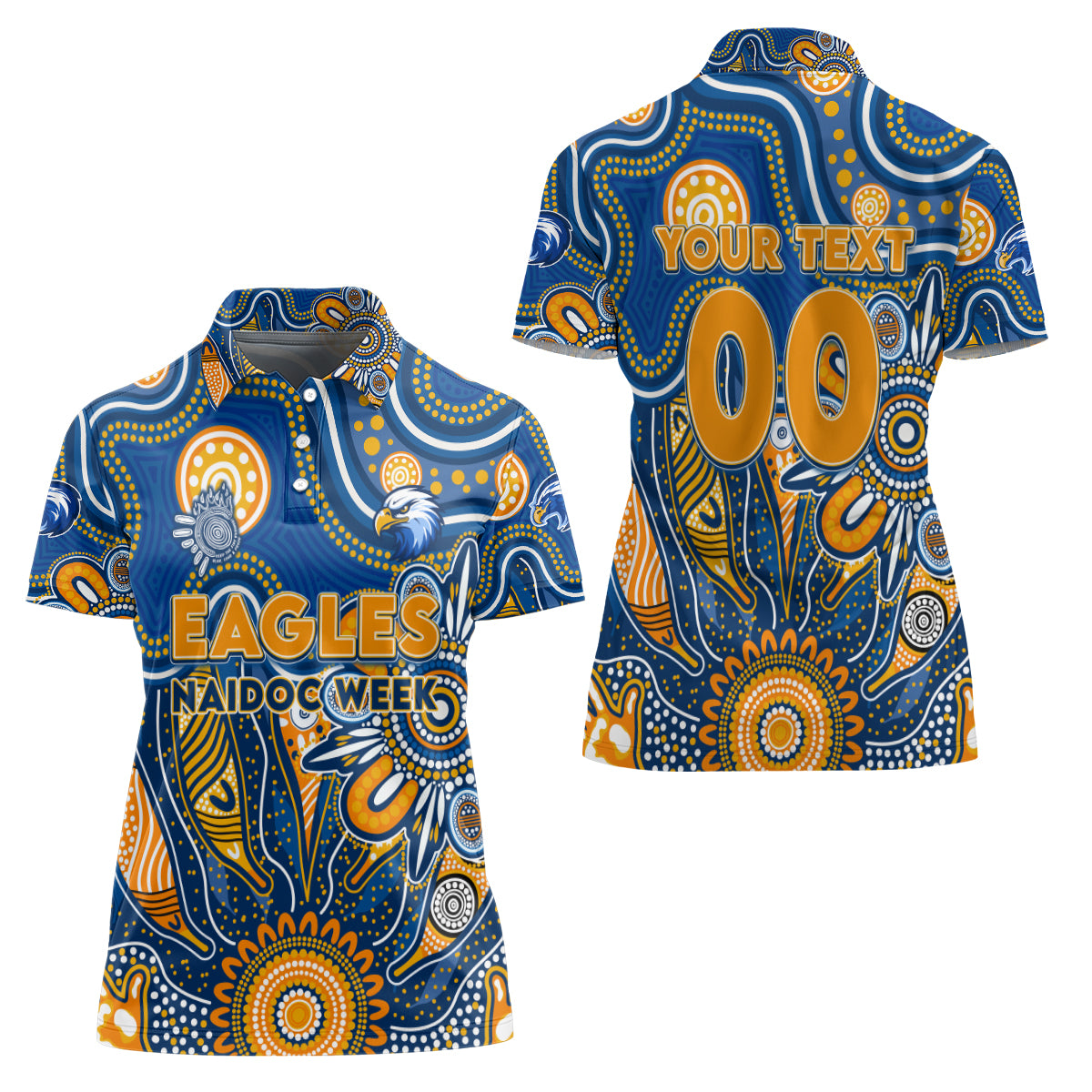 Personalised Eagles NAIDOC Week 2024 Women Polo Shirt Aussie Aboriginal Art