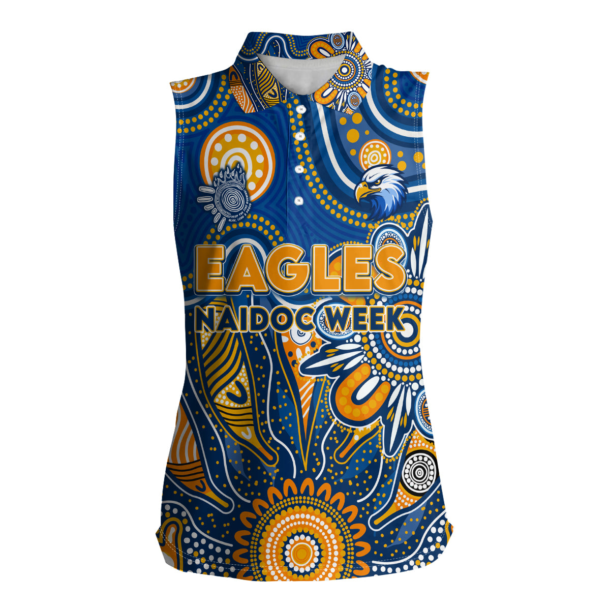 Personalised Eagles NAIDOC Week 2024 Women Sleeveless Polo Shirt Aussie Aboriginal Art