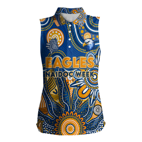 Personalised Eagles NAIDOC Week 2024 Women Sleeveless Polo Shirt Aussie Aboriginal Art