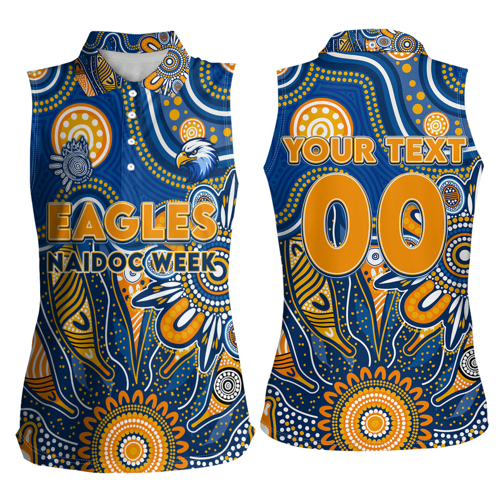 Personalised Eagles NAIDOC Week 2024 Women Sleeveless Polo Shirt Aussie Aboriginal Art