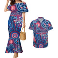 Personalised Bulldogs NAIDOC Week 2024 Couples Matching Mermaid Dress and Hawaiian Shirt Aussie Aboriginal Art