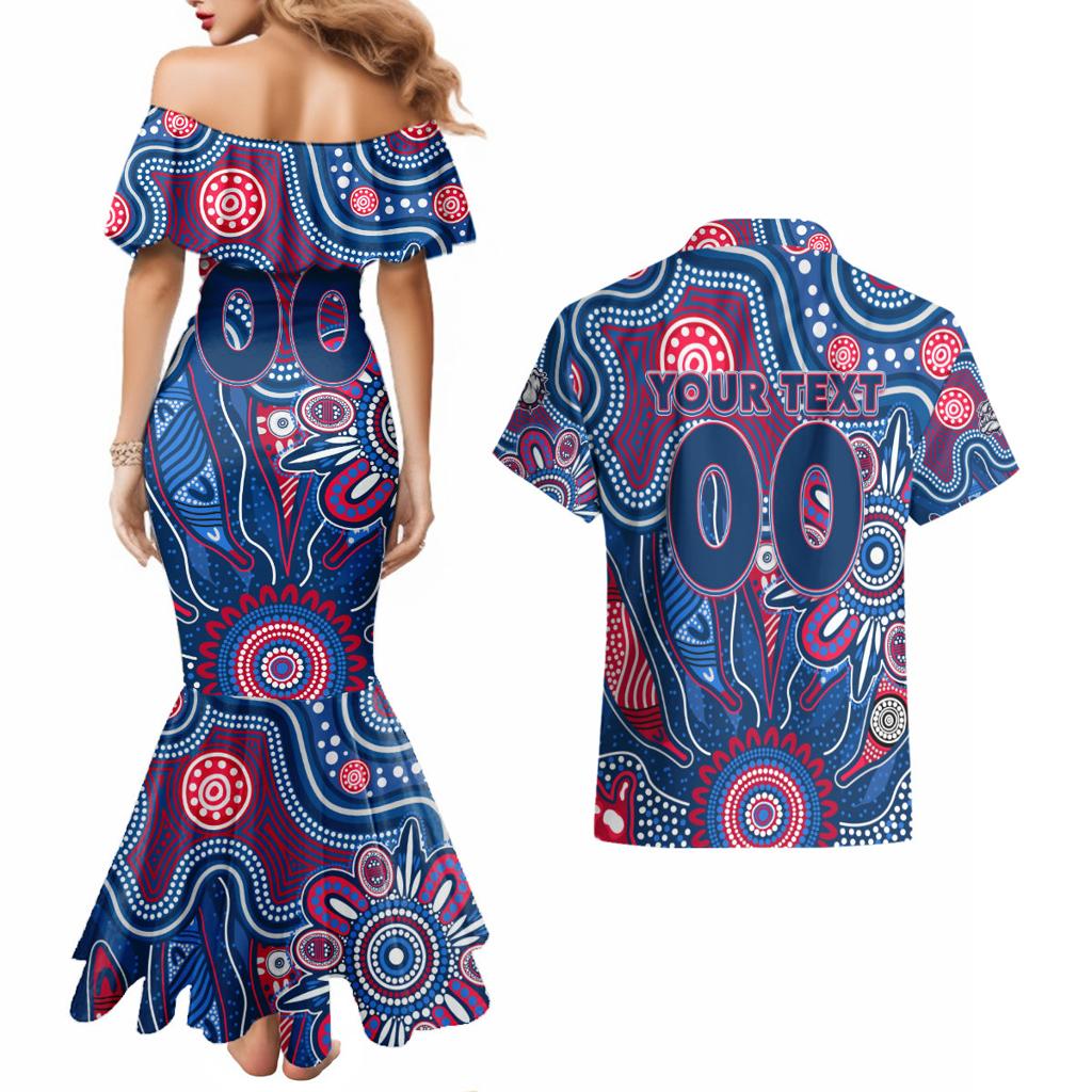 Personalised Bulldogs NAIDOC Week 2024 Couples Matching Mermaid Dress and Hawaiian Shirt Aussie Aboriginal Art