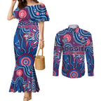 Personalised Bulldogs NAIDOC Week 2024 Couples Matching Mermaid Dress and Long Sleeve Button Shirt Aussie Aboriginal Art