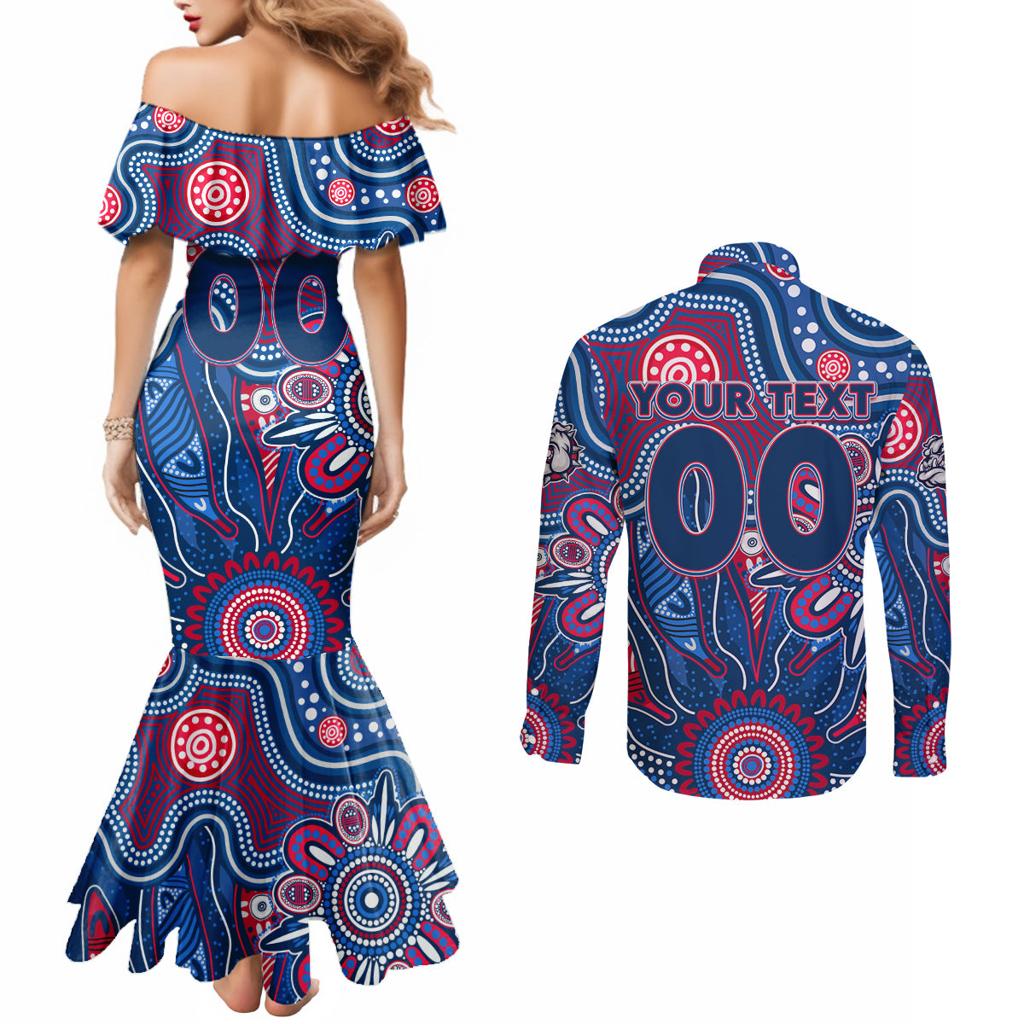 Personalised Bulldogs NAIDOC Week 2024 Couples Matching Mermaid Dress and Long Sleeve Button Shirt Aussie Aboriginal Art