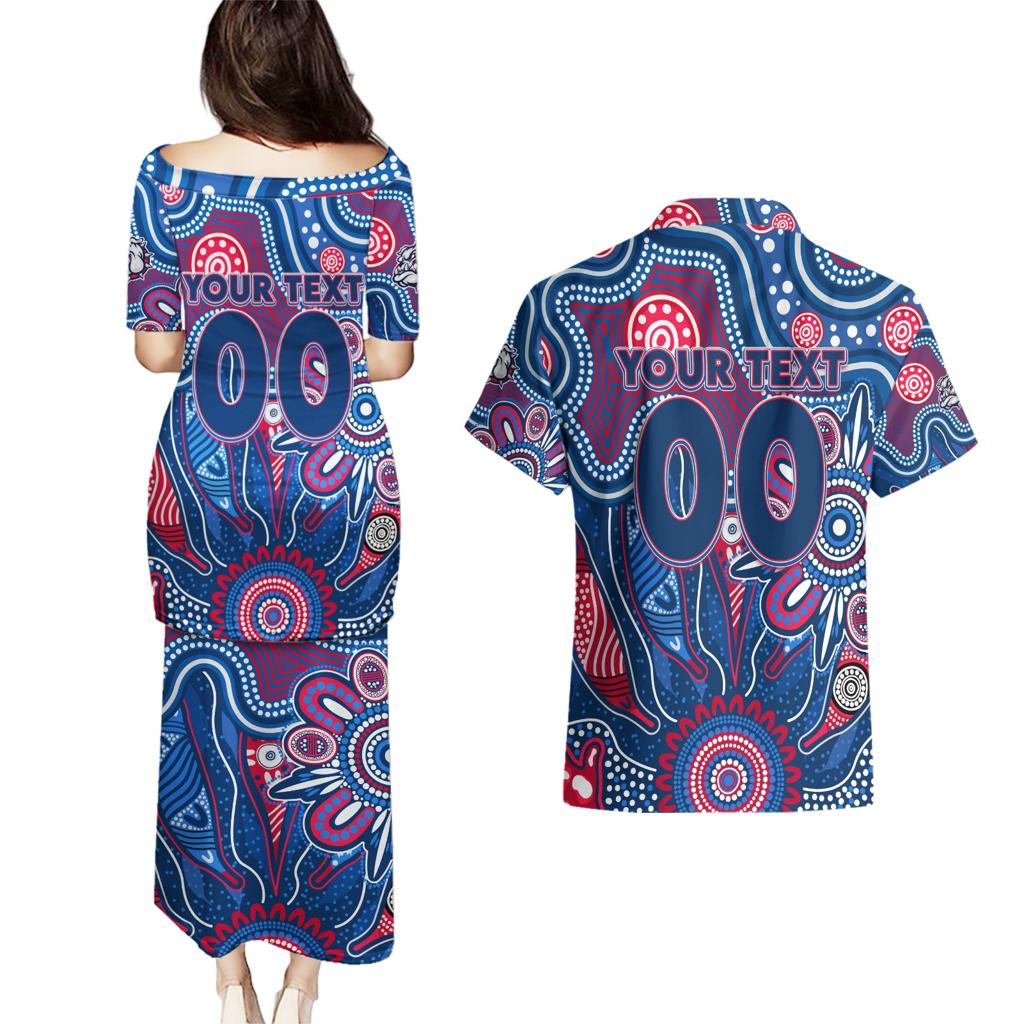 Personalised Bulldogs NAIDOC Week 2024 Couples Matching Puletasi and Hawaiian Shirt Aussie Aboriginal Art