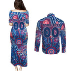Personalised Bulldogs NAIDOC Week 2024 Couples Matching Puletasi and Long Sleeve Button Shirt Aussie Aboriginal Art