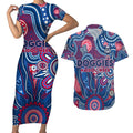 Personalised Bulldogs NAIDOC Week 2024 Couples Matching Short Sleeve Bodycon Dress and Hawaiian Shirt Aussie Aboriginal Art