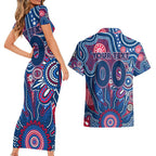 Personalised Bulldogs NAIDOC Week 2024 Couples Matching Short Sleeve Bodycon Dress and Hawaiian Shirt Aussie Aboriginal Art