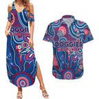 Personalised Bulldogs NAIDOC Week 2024 Couples Matching Summer Maxi Dress and Hawaiian Shirt Aussie Aboriginal Art