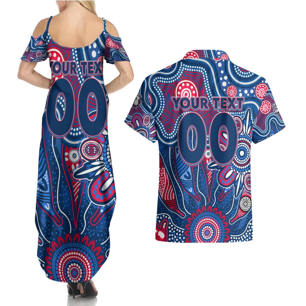 Personalised Bulldogs NAIDOC Week 2024 Couples Matching Summer Maxi Dress and Hawaiian Shirt Aussie Aboriginal Art